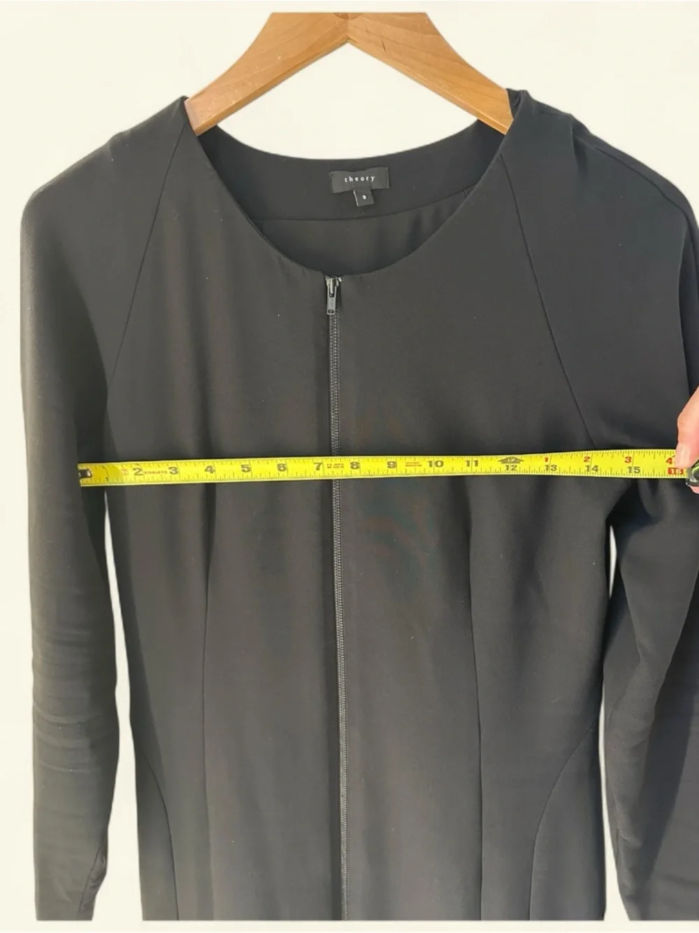 Theory Black Long-Sleeve Front-Zip Shift Dress - Picture 5 of 6